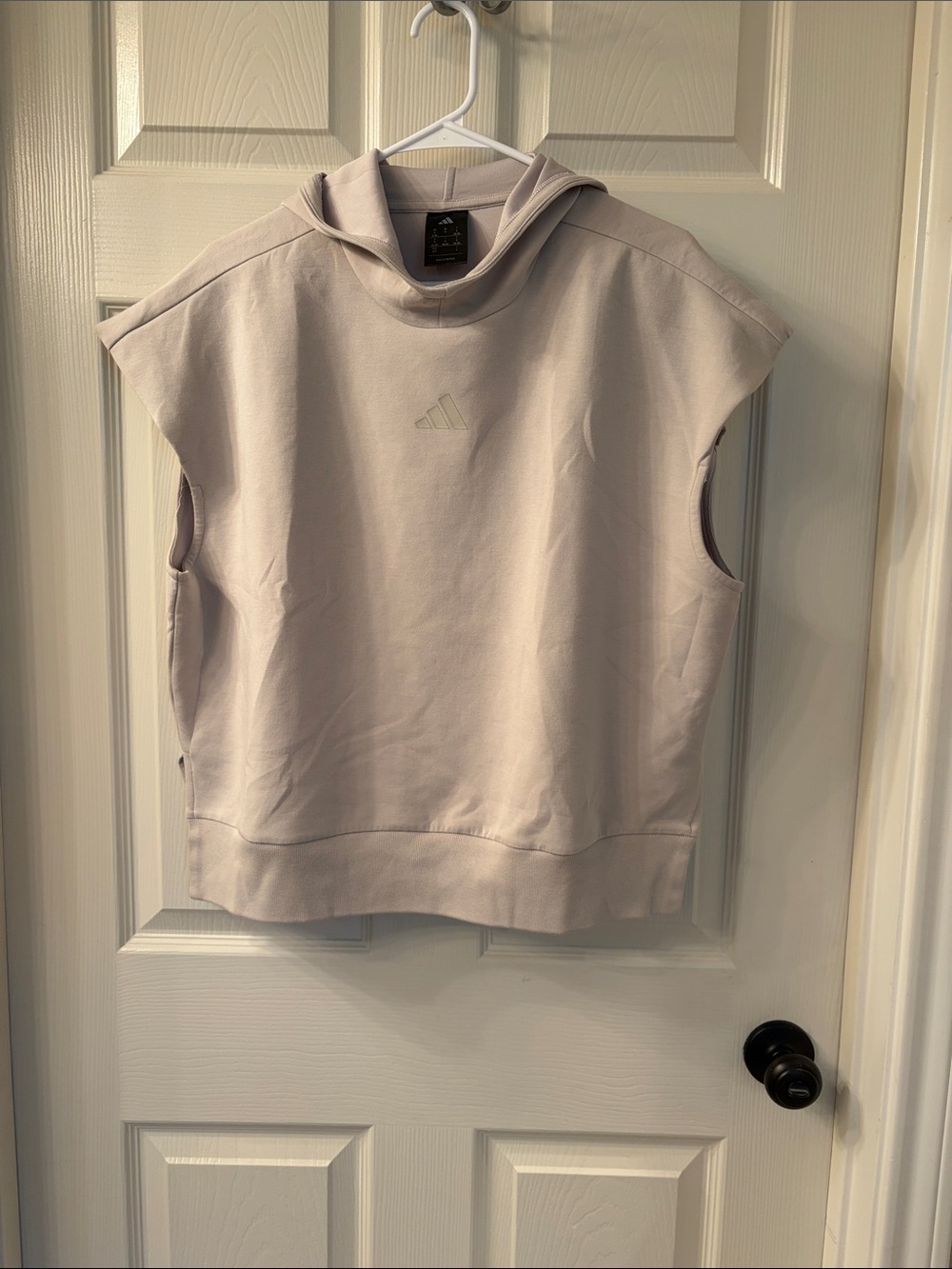 adidas Sleeveless Hooded Sweatshirt in Light Beige